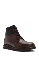 Men's Brown Lace-Up Zipper Detailed Leather Casual Boots | Derimod