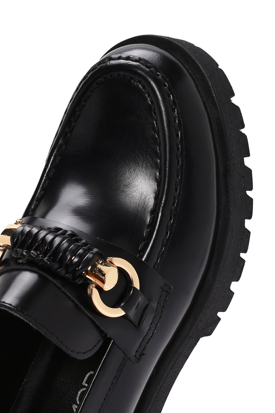 Kadın Siyah Deri Rugan Maskülen Loafer
