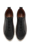 Men's Black Elastic Leather Sneakers | Derimod