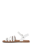 Kadın Beyaz Bilekten Bağlamalı Parmak Arası Deri Bodrum Sandalet | Derimod