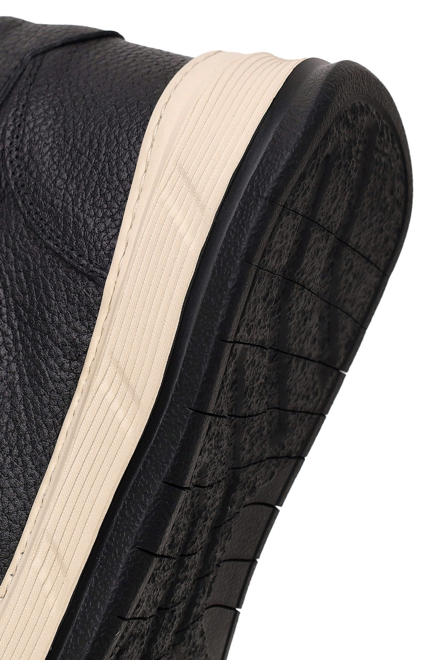 Male Black Lace-Up Thick-Soled Leather Sneaker
