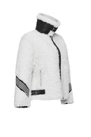 Meribel Women's White Black Stripe Detail Teddy Coat | Derimod