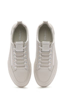 Men's White Lace-up Thick-Sole Leather Sneaker | Derimod