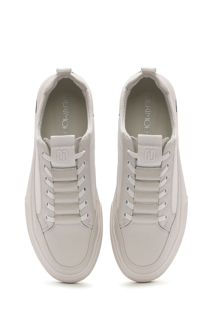 Male White Lace-Up Leather Sneaker