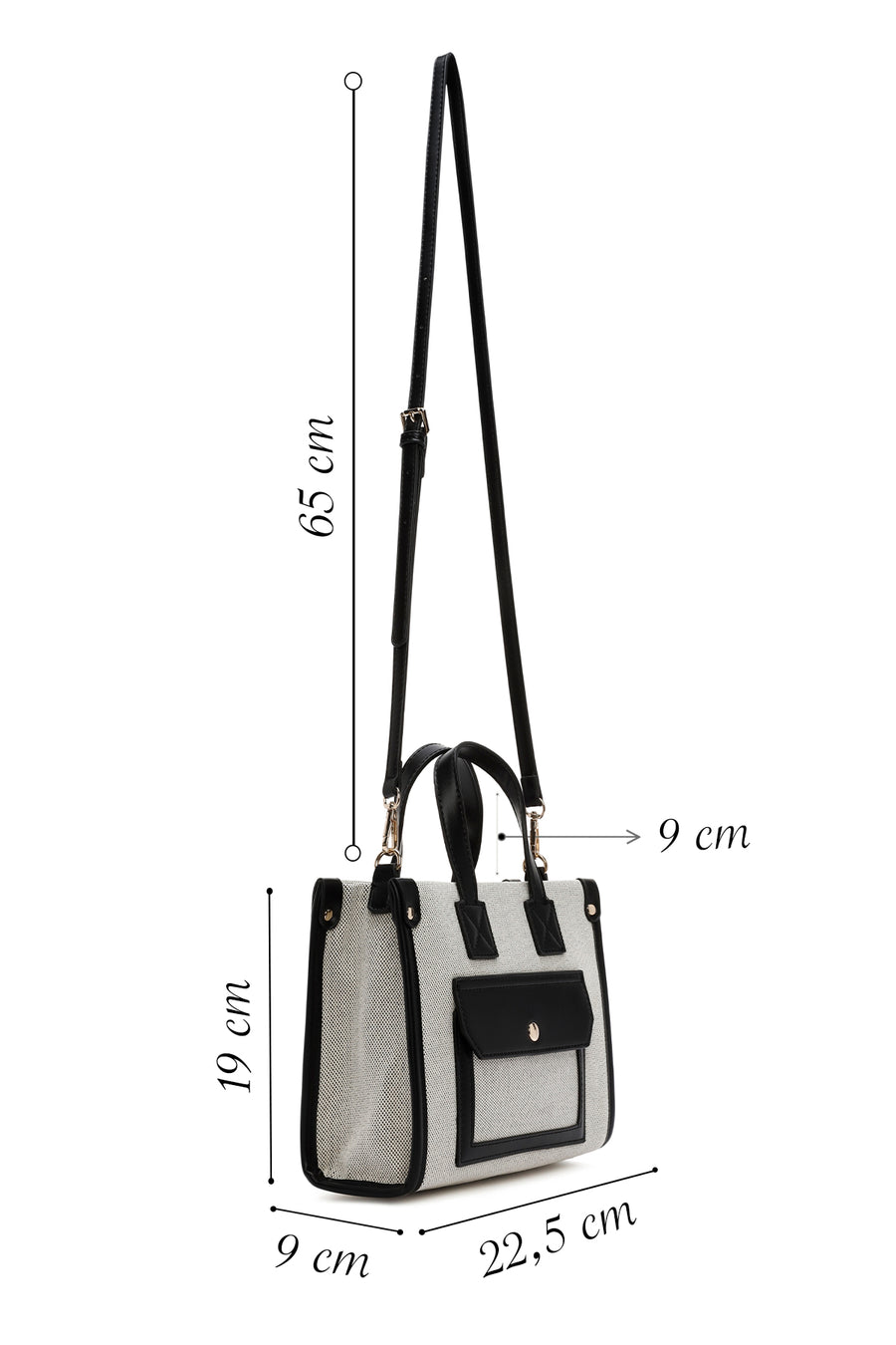 Women's Black Long Strap Fabric Handbag