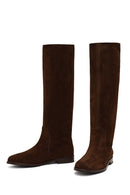 Women's Brown Suede Leather Boot | Derimod