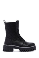 Women's Black Thick Soled Leather Boots | Derimod