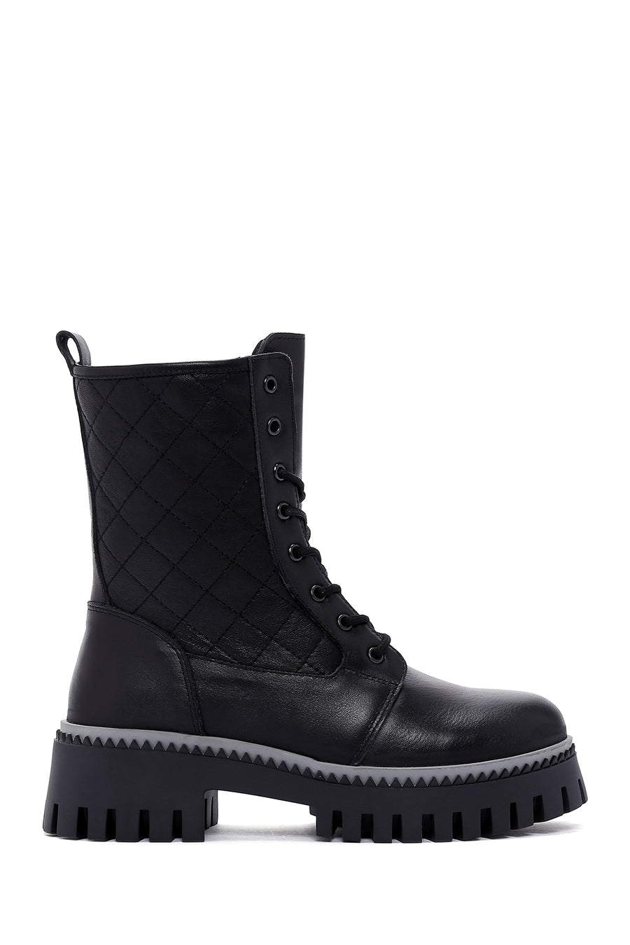 Women's Black Thick Soled Leather Boots 23WFD511818 | Derimod