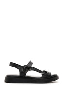 Women's Black Ankle Strap Leather Comfort Sandals | Derimod