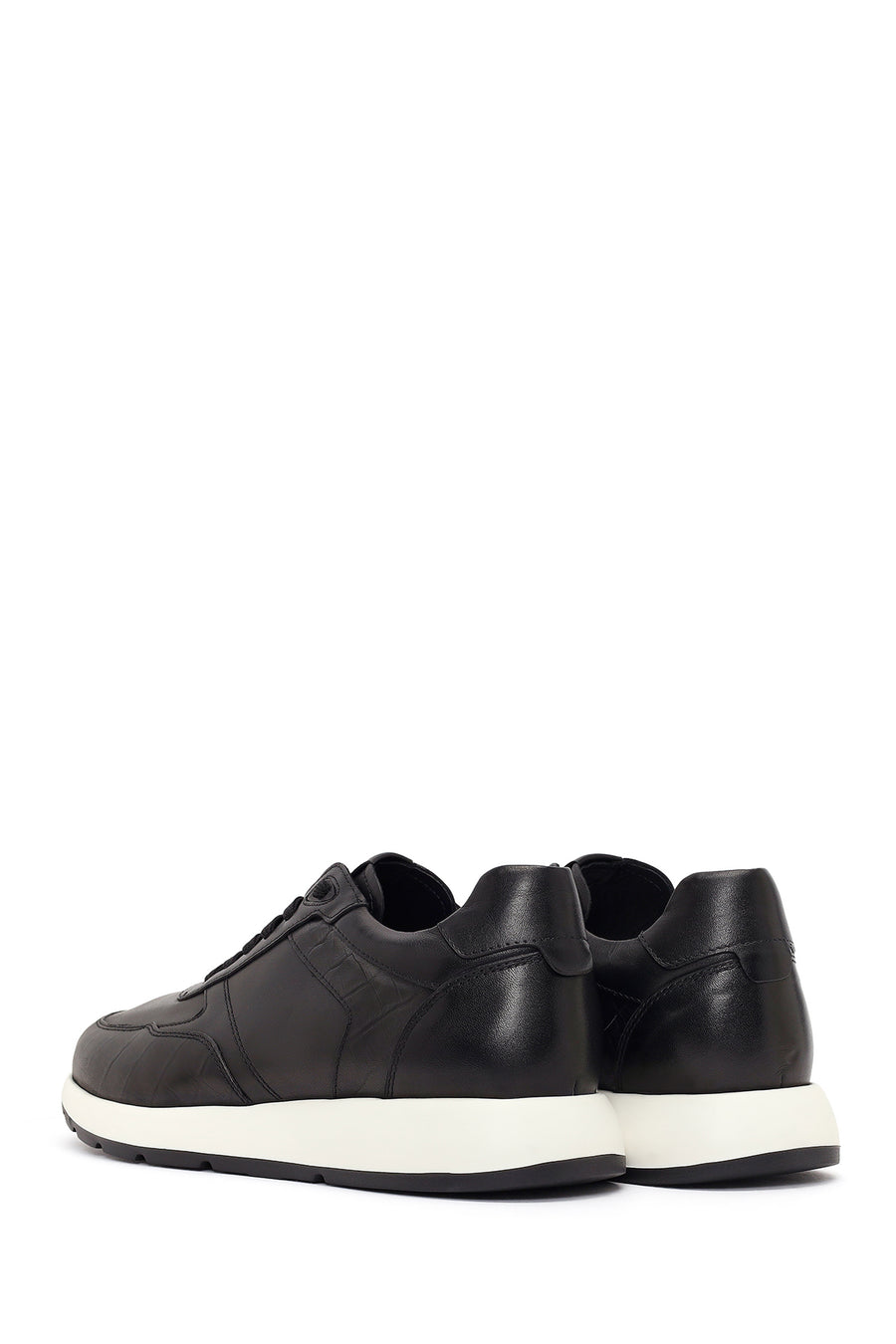 Male Black Lace-Up Leather Sneaker