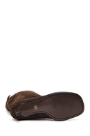 Women's Brown Thin Heeled Suede Leather Boot | Derimod
