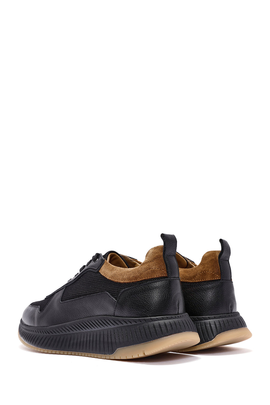 Men's Black Lace-up Leather Sneaker