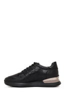 Erkek Siyah Bağcıklı Kalın Tabanlı Deri Sneaker | Derimod