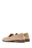 Women's Beige Suede Leather Masculine Loafer | Derimod