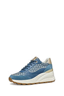 Geox Women Blue D Spherica Ec13 A - Nap + Emb.Te Lace-Up Wedge Heel Sneaker | Derimod