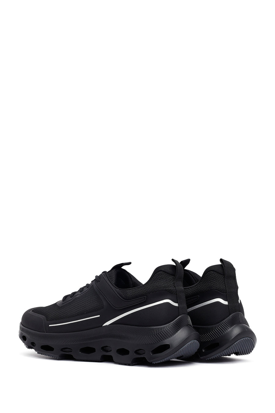 Erkek Siyah Bağcıklı Kalın Tabanlı Kumaş Sneaker