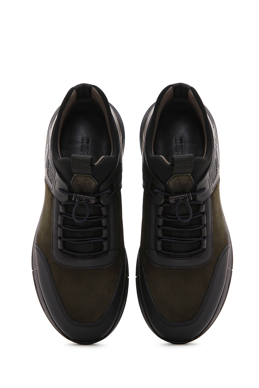 Erkek Haki Bağcıklı Nubuk Deri Sneaker