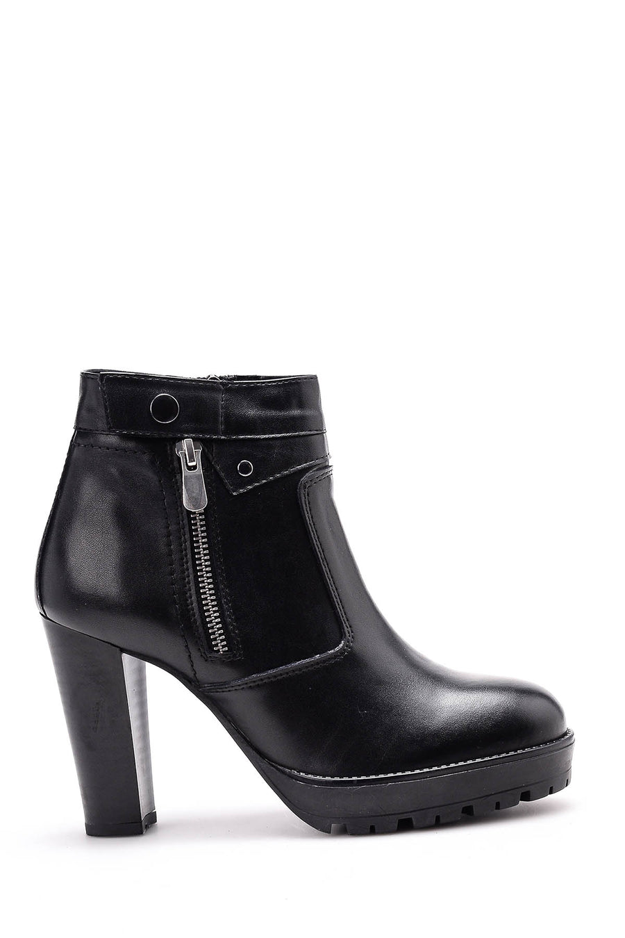 Women's Zippered Heeled Boots 18WFE158518 | Derimod