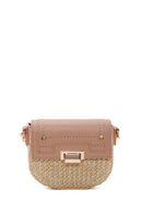 Women's Pink Long Chain Strap Straw Crossbody Bag | Derimod