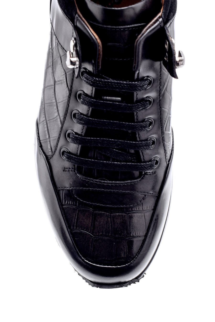 Erkek Kroko Detaylı Deri Sneaker
