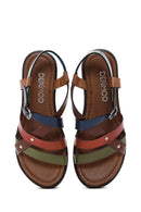 Women's Multicolored Ankle Strap Leather Bodrum Sandals | Derimod