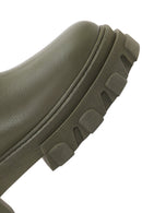 Kadın Haki Deri Kalın Tabanlı Çizme | Derimod