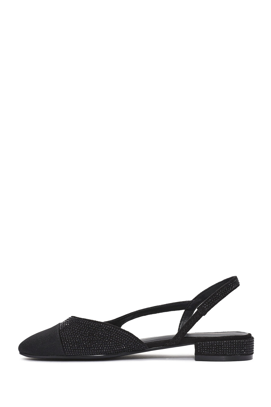Women's Black Open Back Stoned Ballerinas