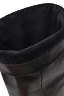 Woman Black Thick-Heeled Leather Boots | Derimod