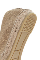 Women's Beige Suede Leather Stone Espadrille | Derimod