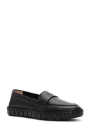 Women's Black Leather Comfort Loafer | Derimod