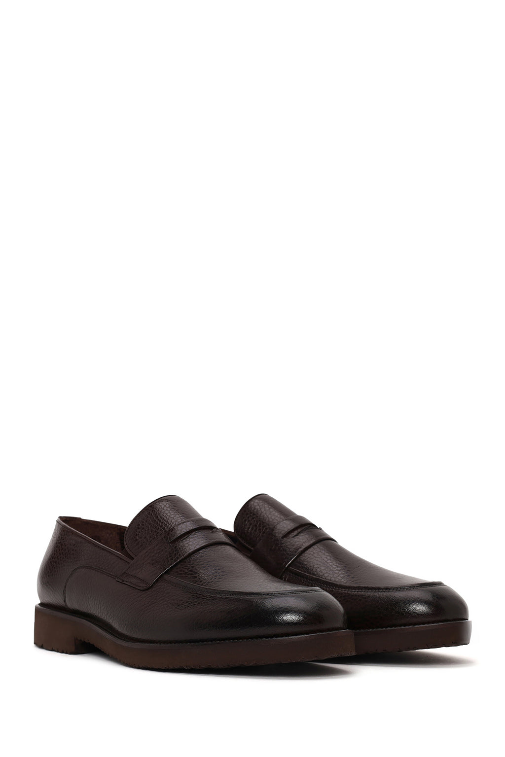 Erkek Kahverengi Deri Klasik Loafer