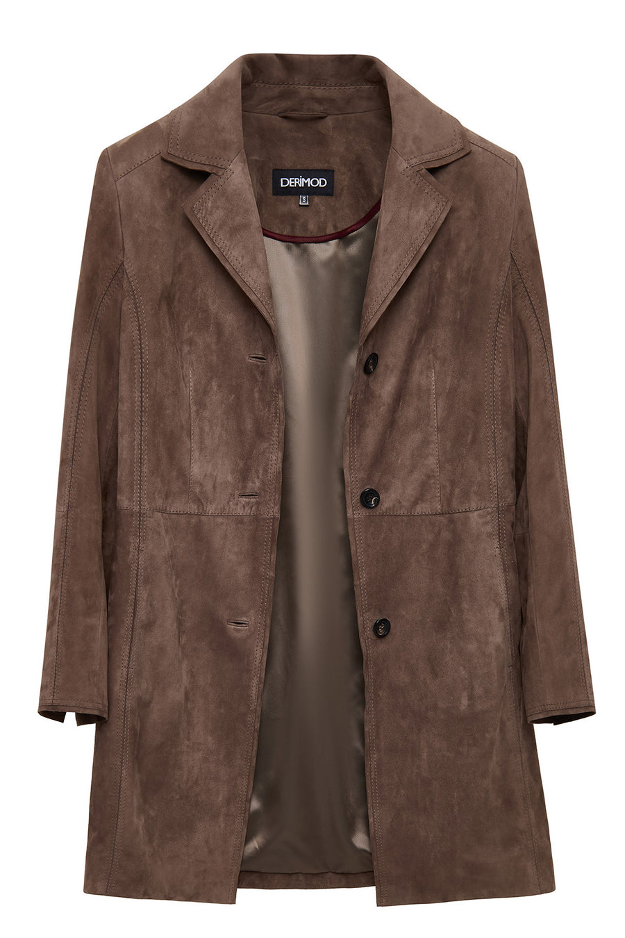 Tara Women's Taupe Suede Leather Coat