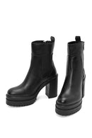 Women's Black Zipper High Thick Heel Boots | Derimod