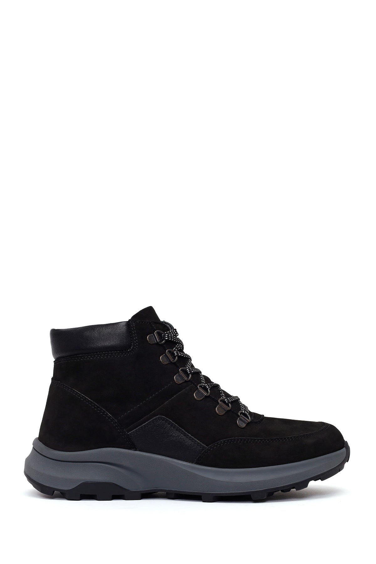 Male Black Zip Closure Thick-Soled Nubuck Leather Boots WM700012DN | Derimod