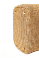 Woman Gold Glitter Wicker Shoulder Bag | Derimod