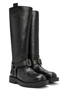 Women's Black Buckle Detailed Leather Boots | Derimod