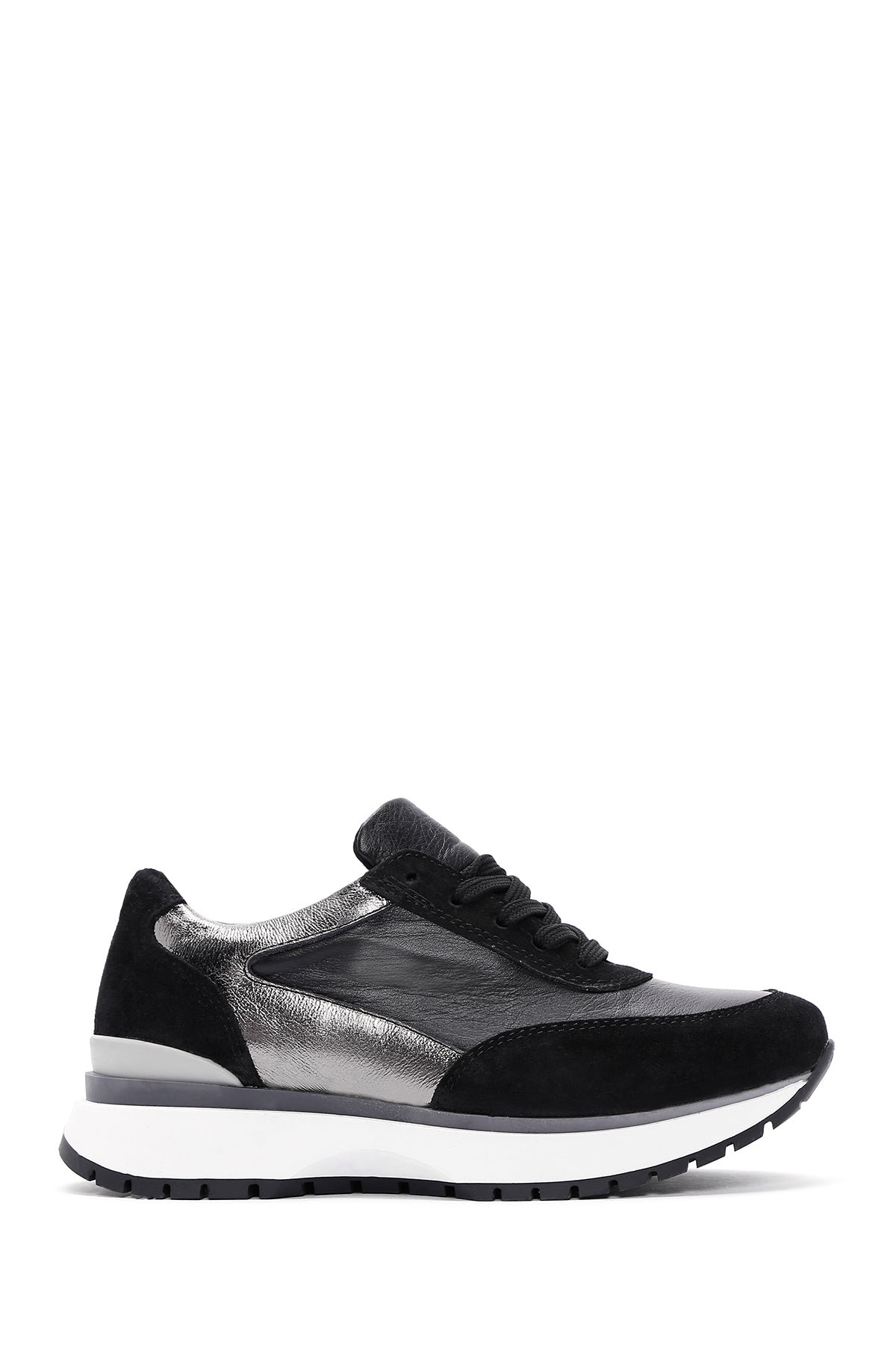 Women's Black Leather Suede Detailed Sneaker 23WFD370614 | Derimod