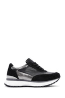 Women's Black Leather Suede Detailed Sneaker | Derimod