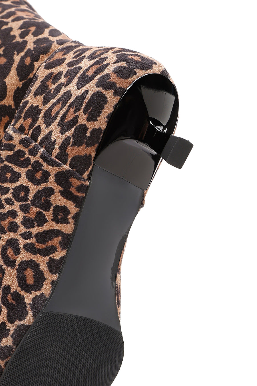 Women's Leopard Thin Low Heel Suede Leather Boots