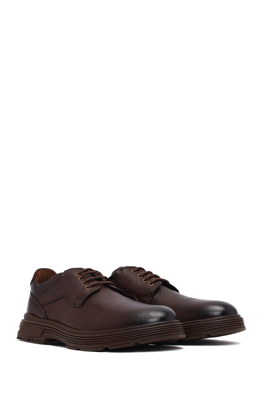 Men's Brown Lace-Up Leather Casual Shoes