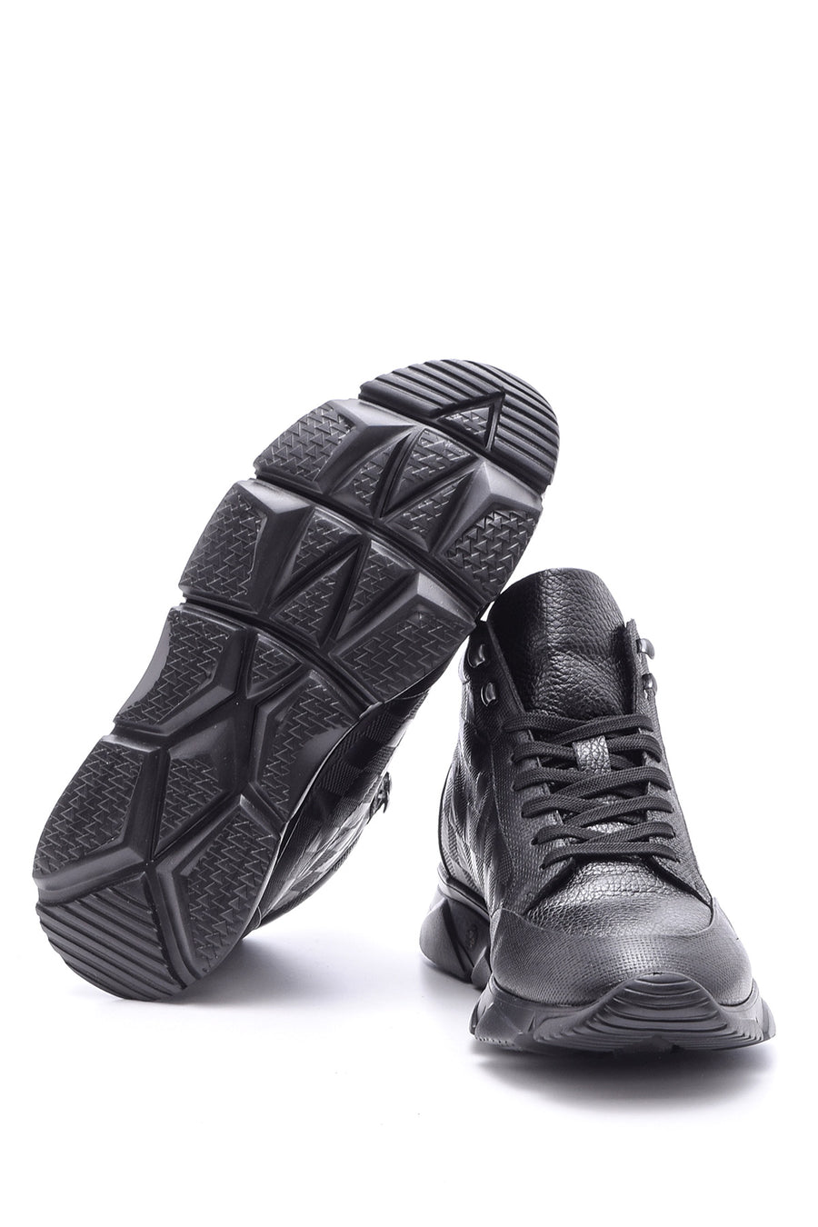Men's Checkered Leather Boot Sneaker