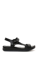 Women's Black Ankle Strap Leather Comfort Sandals | Derimod