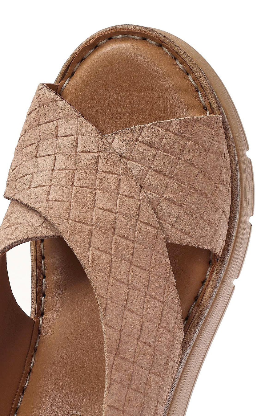 Women's Powder Suede Leather Comfort Sandals with Buckled Ankle Wedge Heels