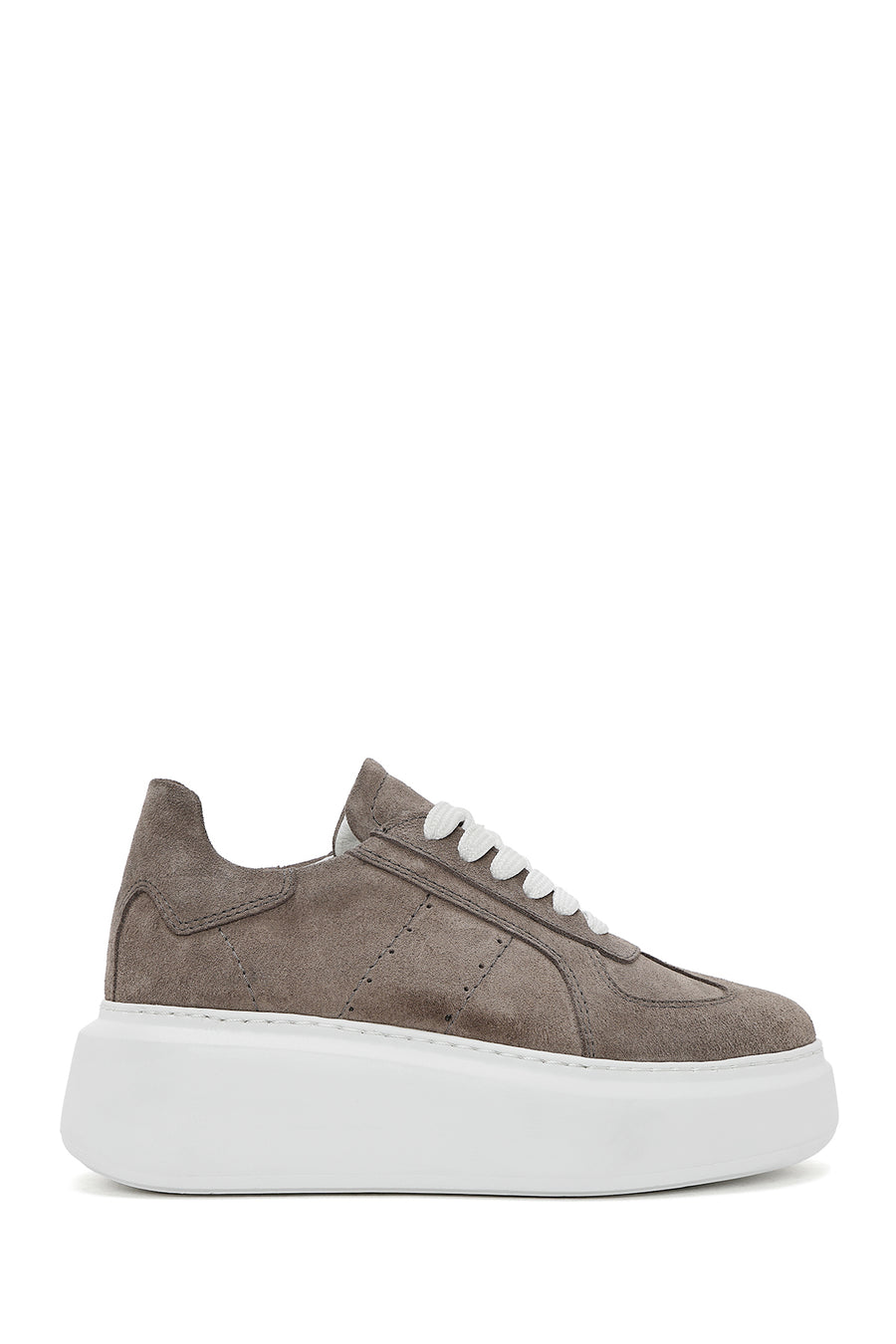 Women's Mink Lace-Up Thick-Sole Suede Leather Sneakers 25SFD510910 | Derimod
