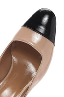 Women's Beige Open-Back Heeled Patent Leather Shoes | Derimod