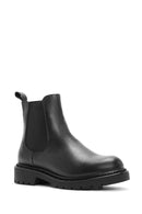 Women's Black Zippered Leather Chelsea Boots | Derimod