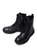 Men's Black Leather Zippered Casual Boots | Derimod