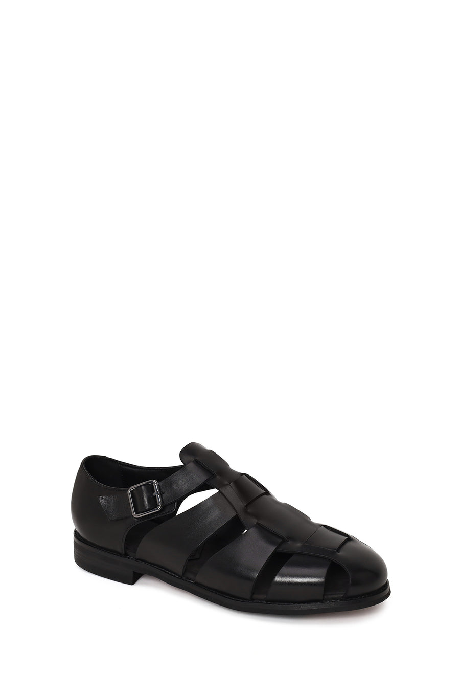 Derimod Black Male Black Leather Buckled Summery / Summer Shoes