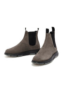 Men's Gray Nubuck Leather Casual Chelsea Boots | Derimod