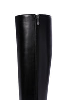 Women's Black Zippered High Heel Leather Boots | Derimod